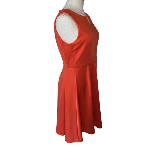 Gibson Latimer Sleeveless Fit & Flare Split Neck Mini Dress Orange Size Small - Picture 4 of 7